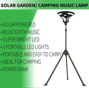 AUSSTECH Solar Garden/ Camping Bluetooth Music Lamp